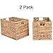 Westerly 2 Decorative Hand-Woven Water Hyacinth Wicker Storage Basket, 16 by 11 by 11 Ideal for Shelving Units