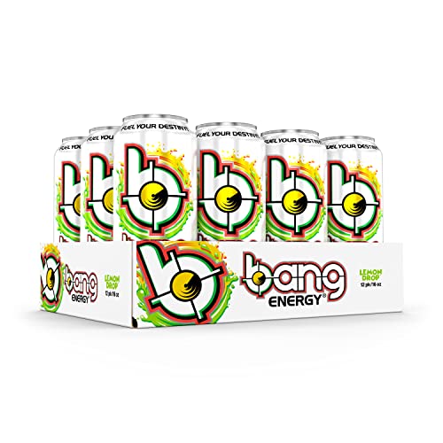 Bang Energy Lemon Drop, SugarFree Energy Drink, 16 Ounce (Pack of 12