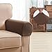 Subrtex ubrtex Spandex Stretch Fabric Armrest Covers Anti-Slip Furniture Protector Armchair lipcovers for Recliner Sofa Set of 2 with Free Fixing Tools Twist Pins (Coffee)