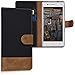 kwmobile Wallet Case Compatible with Nokia 3 - Fabric and PU Leather Cover with Card Slots and Stand - Black/Brown
