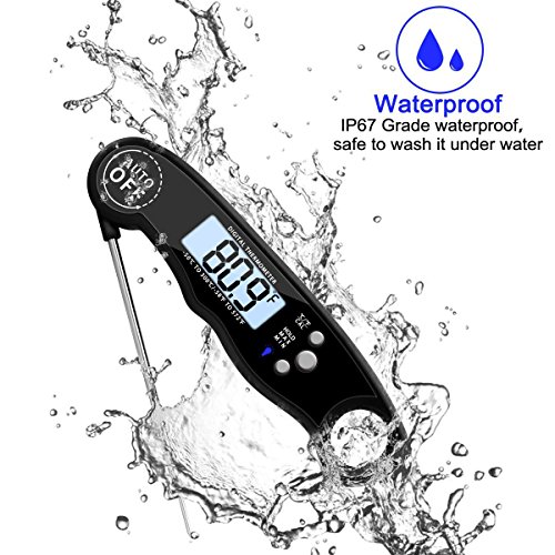Digital Meat Thermometer, Waterproof Fast Instant Read Thermometer with Calibration and Backlight functions, Cooking Thermometer for Food, Candy, Milk, Tea, BBQ Grill Smoker (Upgraded)