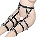 ClearUmm Women Sexy Punk Leather Harness Garter Belt Adjustable Waist Leg Cincher Cage Belt - Free Size - 6 Leg Rings