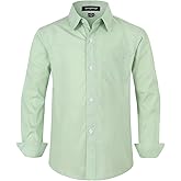 Spring&Gege Boys' Long Sleeve Dress Shirts Formal for Kids School Uniform Button Down Shirt (Regular Fit & Husky)