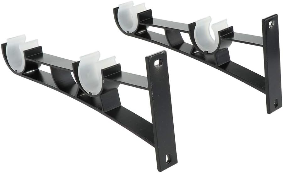 Black B Blesiya Pack Of 2 Premium Heavy Duty Double Curtain Rod Bracket Durable Practical Pole Holder Mimbarschool Com Ng