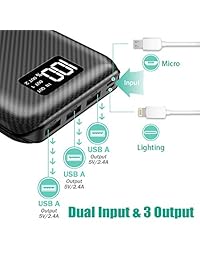 Cargador portátil Power Bank 24000mAh - Cargador inalámbrico con pantalla digital LED, 3 salidas y doble entrada batería externa Pack compatible para teléfono móvil, teléfonos Android, tableta y más