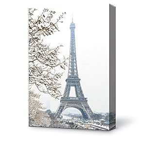 Canvas Wall Art Eiffel Tower Canvas Painting Wall Poster Decor for Living Room Wooden Framed Home Decorations - 12x18 inches