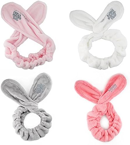 Kaide Pack of 4 Women Fashion Lovely Soft Carol Fleece Bowknot Bow Makeup Cosmetic Shower Elastic Hairlace Wire Headband Hairband