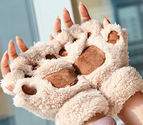 Halloween Costume Cosplay Adorable Animal Paw Claw Hand Unisex Plush Warm Gloves