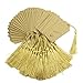 100 Pcs Imported Rectangle Kraft Paper Bookmarks Gift Tags Wedding Favor Bonbonniere Favor Thank You Gift Tags with 100 pcs Tassels (Brown&Light Gold)