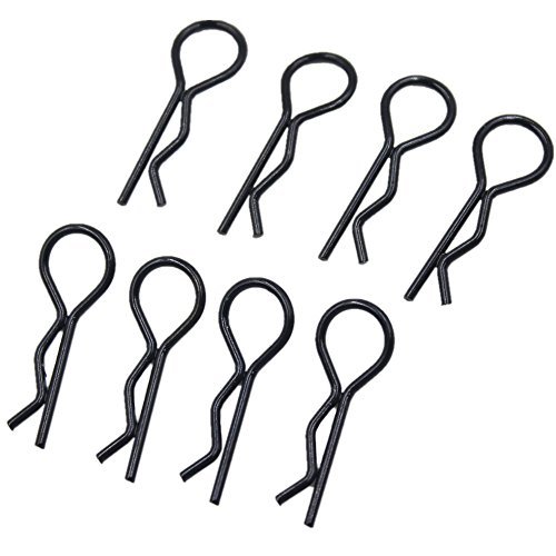 (100Pack) HobbyPark RC Bent Body Clips Springy R Pins Black Post Mount