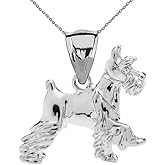 Solid Sterling Silver Schnauzer Charm Pendant Necklace