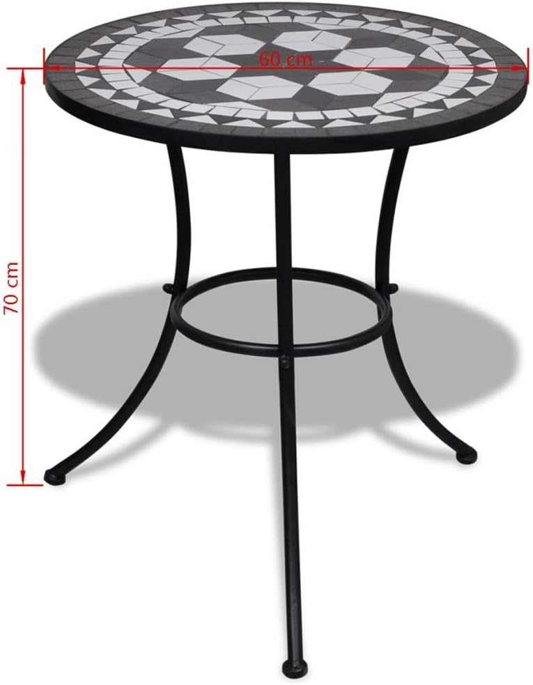 Black White Bigto Outdoor Coffee Table Mosaic Garden Bistro Coffee Table 60x60x70 Cm Garden Outdoors Coffee Tables