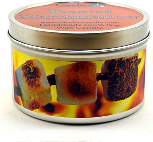 Toasted Marshmallow - Large Travel Tins, 6oz - Highly Scented - Made with Soy Wax - Handmade in The USA - Candeo Candle - Pumpkin Fall Candles