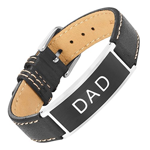 Willis Judd DAD Black Genuine Leather Bracelet Engraved Love You Dad Willis Judd DAD Black Genuine Leather Bracelet Engraved Love You Dad