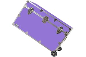 C&N Footlockers - XL Graduate Storage Trunk w/Wheels - Made in the USA - STEEL Footlocker for College Dorm Room & Summer Camp - 32 x 18 x 18.5 Inches (Lilac)