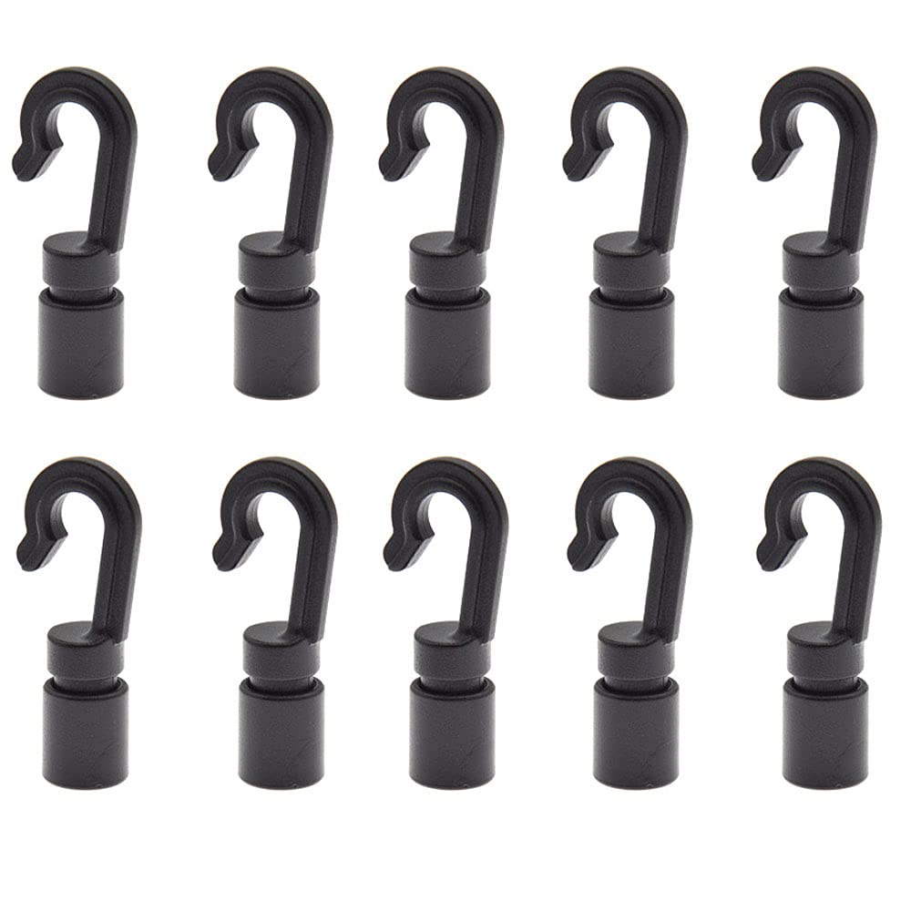 Duunshylw 10 Pcs Shock Cord End Hook Kayak Bungee Hook Clip Shock Tie Cord Ends Safety Rope Buckles for Kayak Boat Canoe Accessories