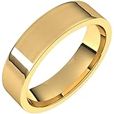 Sonia Jewels Solid 18k Yellow Gold 5mm Flat Comfort Fit Wedding Band Ring Classic Plain Traditional - Size 6