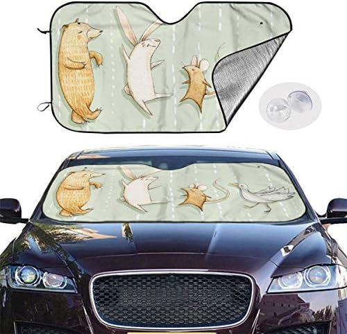 動物 絵 車用 サンシェード カーフロントカバー フロントシェード フロントガラス 車窓 日よけ 遮光 断熱 紫外線対策 Uvカット 日焼け防止 吸盤取付 Suv車 普通車汎用 B031hf76 1 175円