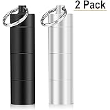 Portable Pill Cases, Opret 2 Pack Metal Pocket Pill Boxes Keychain for Purse for Travel, 3 Compartment Waterproof Daily Pill Container Holder for Men and Women