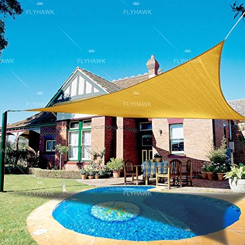 FLY HAWK Sun Shade Sail Triangle, 16'x16'x16' Patio Sunshade Cover Canopy - Durable Fabric Cloth for Outdoor Garden Backyard Pond Pergola Carport Driveway - Sand Color (Best Color For Pergola)