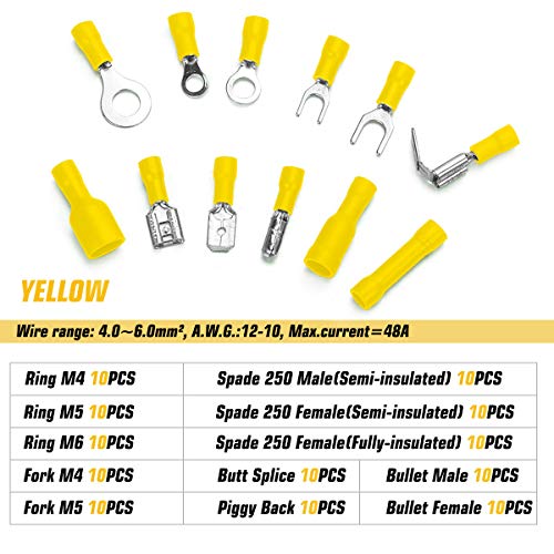 Qibaok 840PCS Electrical Wire Connectors, Insulated Wire Crimp Terminals, Mixed Butt Ring Fork Spade Bullet Quick Disconnect Assortment Kit