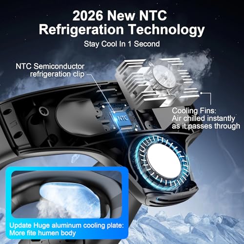FUGUIFA Neck Air Conditioner Fans That Blow Cold Air, 6000 mAh Battery Operated Wearable Cooling Device Fan, Bladeless, Rechargeable Fan, Black