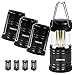 VIBELITE Led Lantern, 4 Pack Portable LED Camping Lantern with 12 AA Batteries - Survival Kit for Emergency, Hurricane, Power Outage (Black, Collapsible)