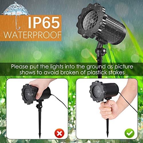 ALOVECO Christmas Snowflake Projector Lights, Upgrade Rotating LED Snowfall Projection Lamp with Remote Control, Outdoor Waterproof Sparkling Landscape Decorative Lighting for Halloween Xmas Party