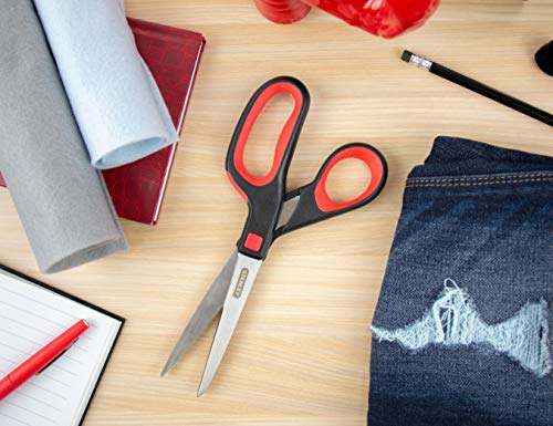 Stanley 8 Inch All-Purpose Ergonomic Scissor (SCI8EST-RED), Red/Black - Thumbnail 4