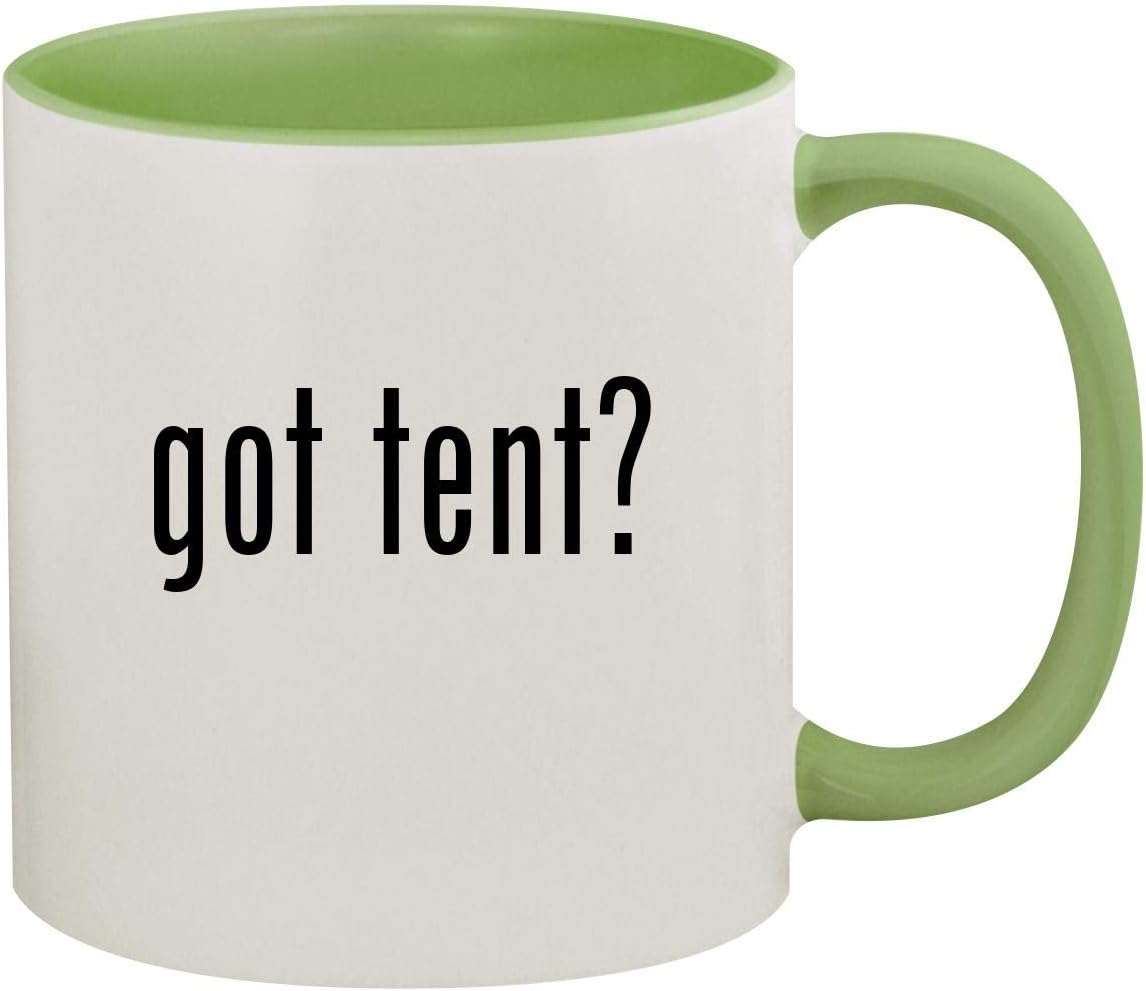 got tent? - 11oz Ceramic Colored Inside & Handle Coffee Mug, Light Green