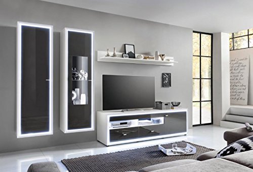 Wohnwand Move Hochglanz Lackiert Weiss Grau Vormontiert Gunstig Kaufen