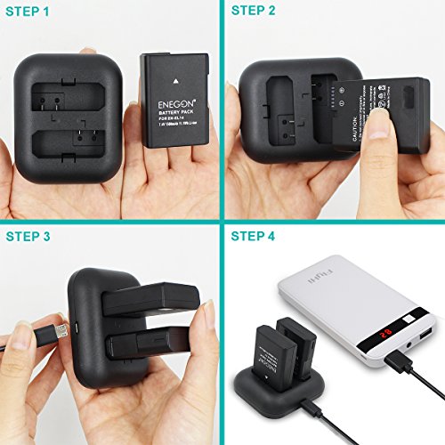 EN-EL14/14a ENEGON Replacement Battery (2-Pack) and Rapid Dual Charger Kit for Nikon EN-EL14/14a (100% Compatible with Original) and Coolpix P7000, P7100, P7700, P7800 DSLR D3100,D3200,D3300,D3400.