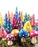 Miniature Mushrooms. Fairy Garden Accessories. Set of 10. Brilliantly Colored with Mica Powders.