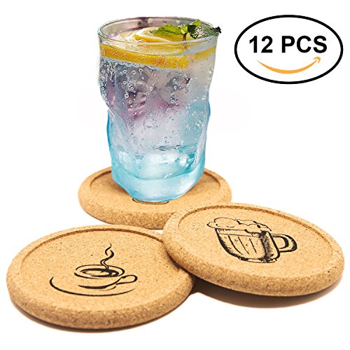 Buy Coasters Set of 12 Cork Tray Coaster for Drinks with Funny Picture