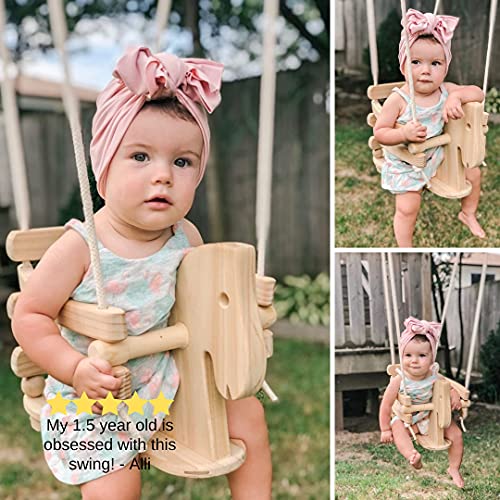 Ecotribe Wooden Horse Swing Hanging Swing for Kids Toddler Swing