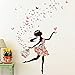 YUFENG Removable DIY PVC Wall Sticker Decor Flower Fairy Princess Butterfly Dancing Girls, Sweet Romance Flower Fairy Princess Moon Girl Wall Stickers Sitting Bedroom (princess girl 3)