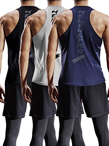 Neleus Men's 3 Pack Mesh Workout Muscle Tank Top,5007,Black,Grey,Navy Blue,XS,EU S