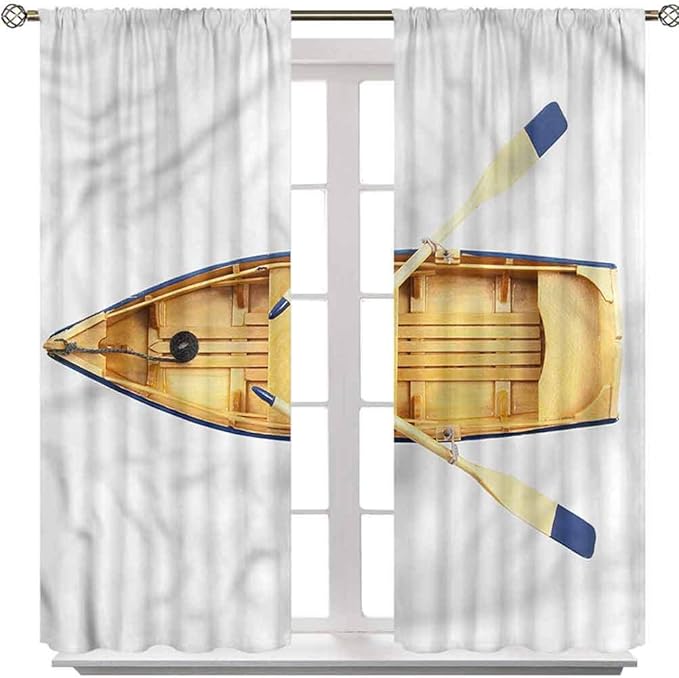 YUAZHOQI Oar Blackout Curtains, Wood Fishing Boat with Paddles, Set of