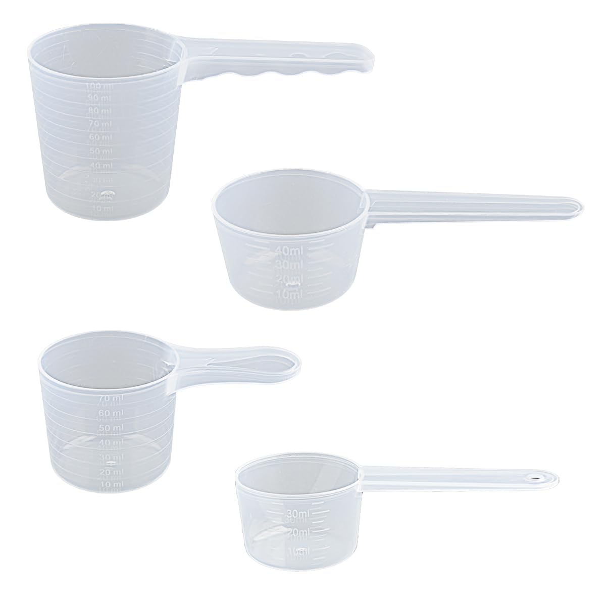 GroveEss 4 PCS Plastic Measuring Spoons Set - Protein Powder Scoop 50g 35g 25g 20g - Durable Coffee Spices Scale Cups Kitchen Measurement Tools for Milk, Cereal, Flour, Dose