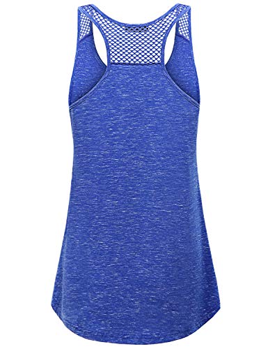 AxByCzD Womens Tunic Tank Tops,Gym Athletic Race Cycling Walking Active Wear Tanks Modest Solid Loose Fitting Yoga Plain Blouses Cutout Dry Fit Workout Scoop Neck Sleeveless Exercise Clothes Blue L