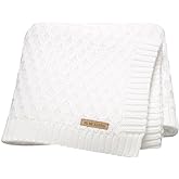 Neiwech Baby Blanket Boy Girl Knit Soft Swaddle Receiving Blankets for Newborn Nursery Infant Crib Stroller White 30 x 40 Inch