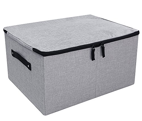 Dust proof Closet Clothes Storage Boxes with Zippered Lid, Breathable Fabric & Collasible Design for Seasonal Garment Organization, Light Gray, 2 pcs