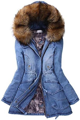 Sinma Fur Collar Long Coats for Women Plus Size Cotton Warm Hooded Jacket Slim Winter Parka Outwear Coats