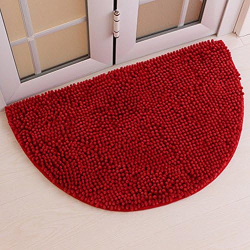Belimely Carpet Mats Semicircular Bathmats Hall Bedroom Carpet Fiber Absorbent Mats Be-dm-7-Red-19.69""x31.50"