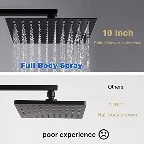 POP Matte Black Shower Faucet Set with 10 Inch Shower Head and Handle