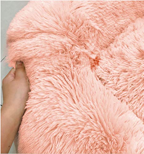 BinetGo Dog Bed Cat Bed Cushion Bed Faux Fur Self-Warming Cat and Dog Bed Cushion for Joint-Relief and Improved Sleep - Machine Washable, Waterproof Bottom 18 x 18 x 5.5-Inch (Pink) - Thumbnail 4