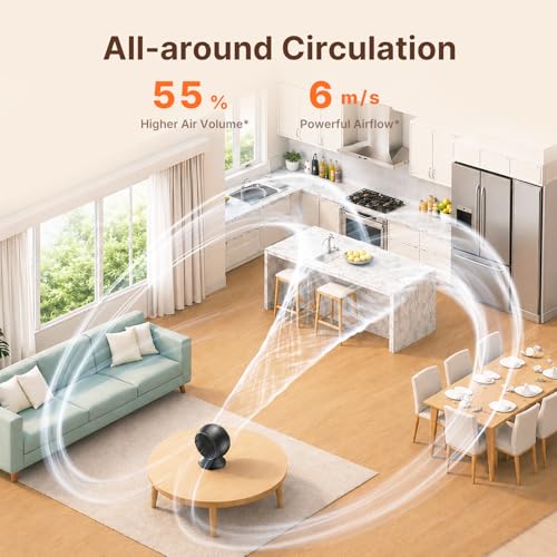 Quiet Table Fan 22dB, Powerful Turbo Air Circulation Fan with LCD Display, 120° Oscillation, 8 Speeds, Desk Fan for Office, Bedroom and Kitchen, Black