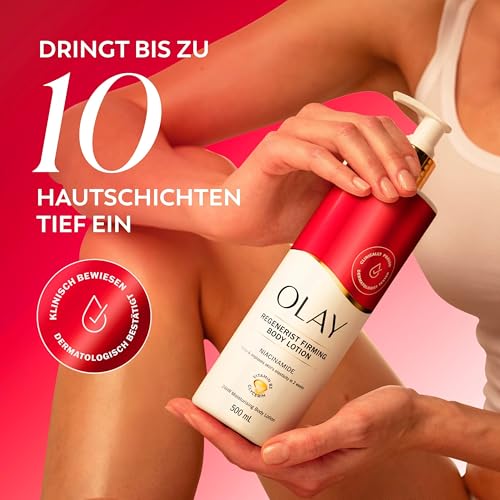 Olay Niacinamide Regenerist Body Lotion, Niacinamide, Vitamin B5 B3, Glycerine, Smooth and Moisturised Skin, No Oily Residue, 500 ml