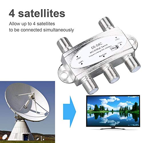 4 in 1 4 x 1 DiSEqc 4-Way Wideband Switch DS-04C High Isolation Connect 4 Satellite Dishes 4 LNB for Satellite Receiver - Thumbnail 2