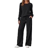 LILLUSORY Women's Sweatsuits 2 Piece Outfits Lounge Sweat Sets Matching Travel Tracksuits Wide Leg Sweatpants Fall Clothes